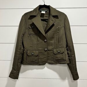 Vintage Harve Benard green quilted button up jacket est. size small